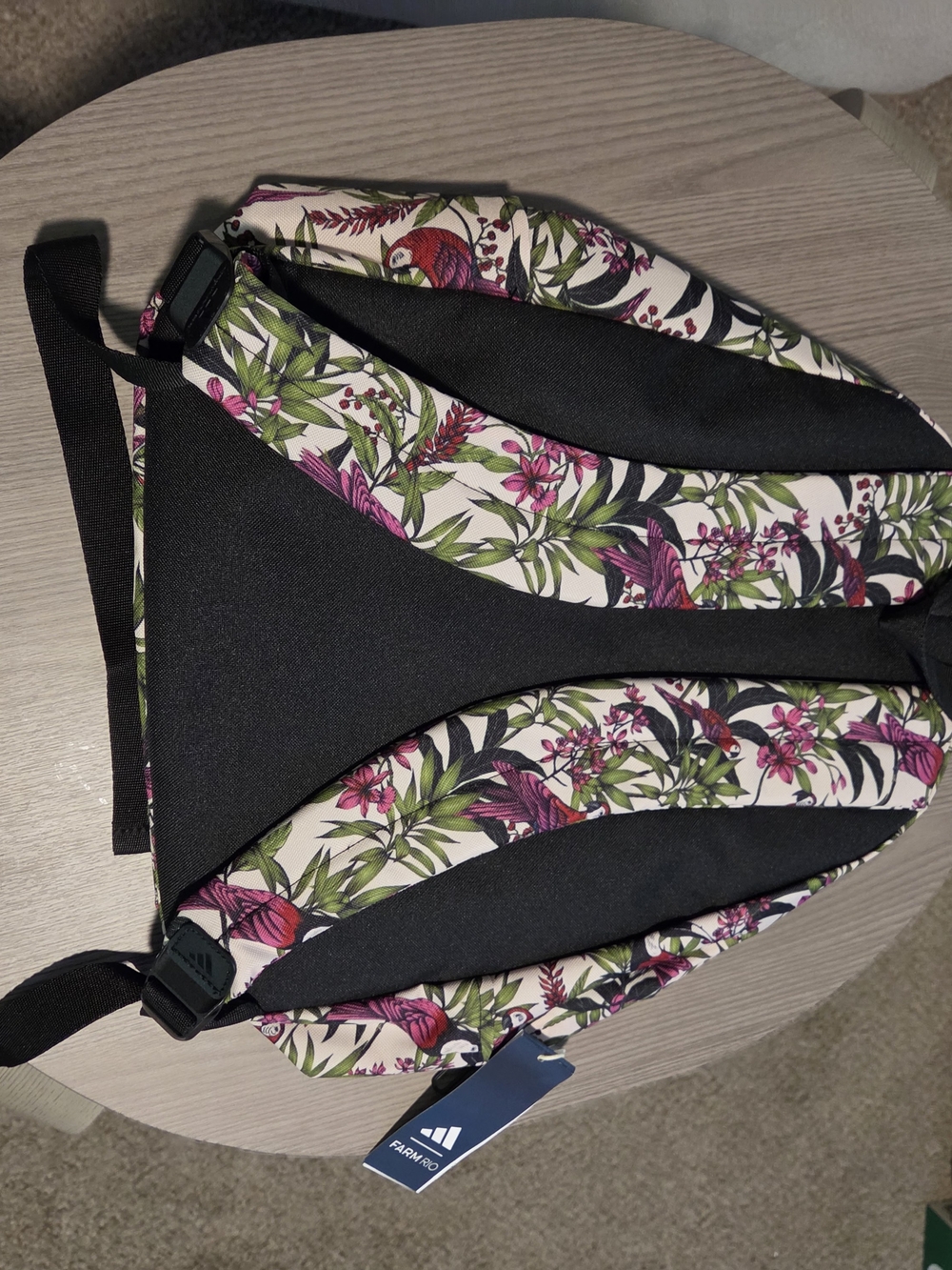 Adidas Floral Tropical Parrot Backpack - Pink & Green on Cream - Picture 4 of 13